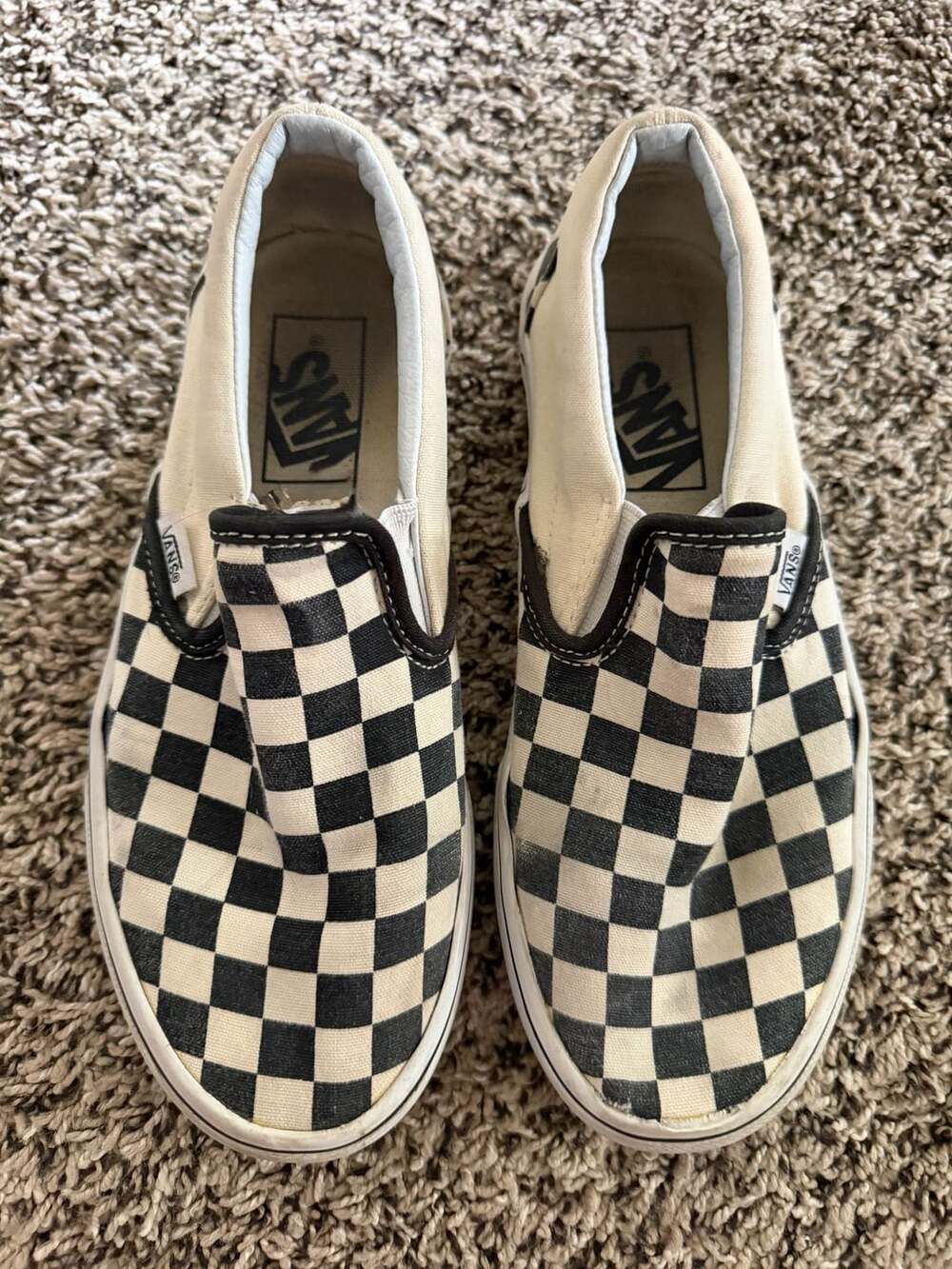Vans Classic Slip-On Checkerboard Black and White Canvas Sneakers